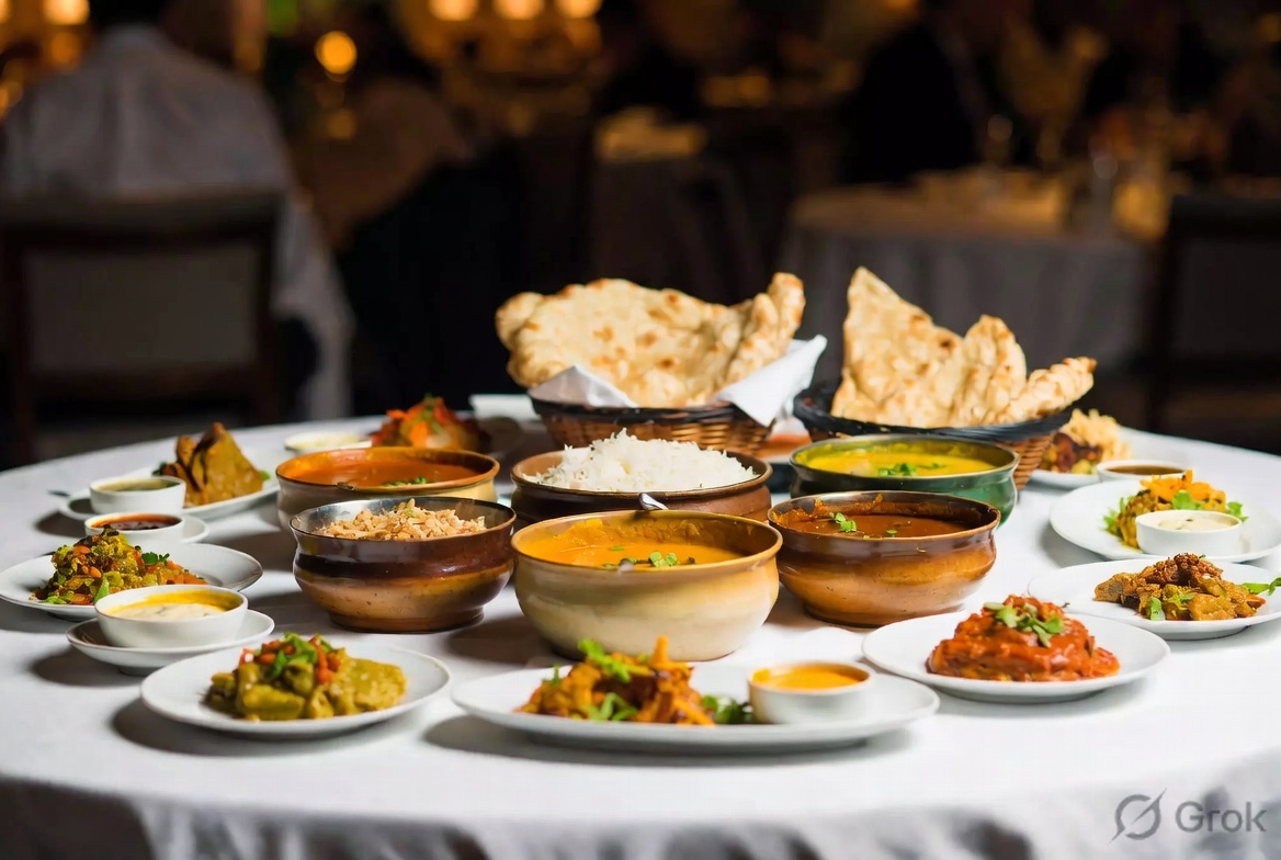 Indian banquet menu spread for group dining at Flora Melbourne 2026